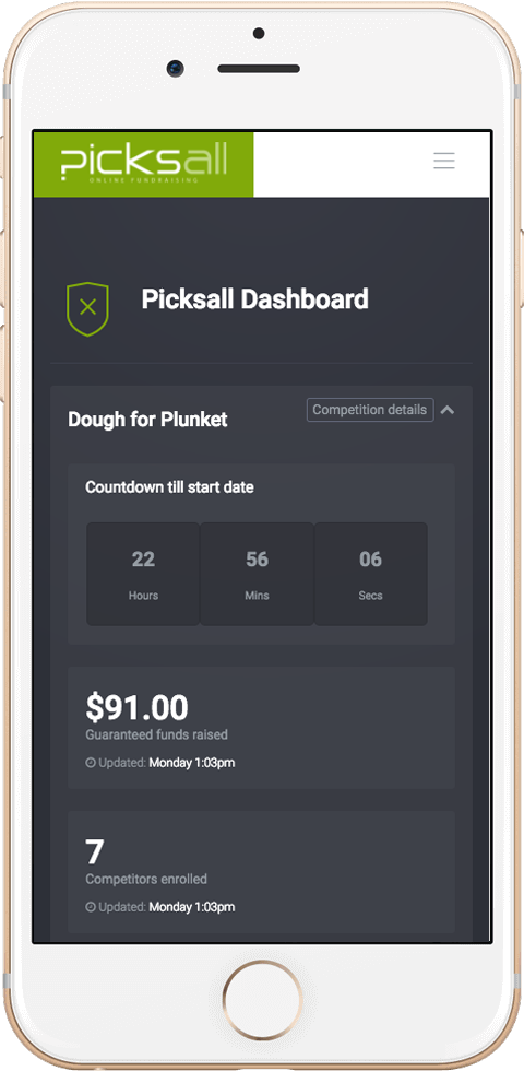 Screenshot of Picksall dashboard example of responsive Web Design